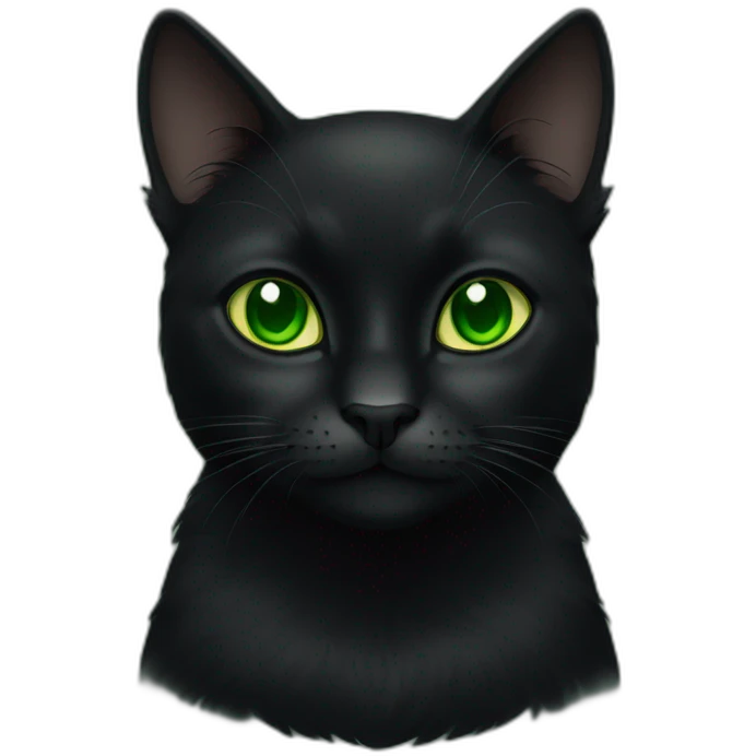 all black cat with green eyes emoji