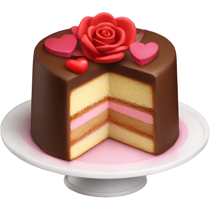 valentine’s day cake with rose emoji