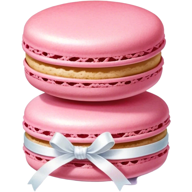 "A pink macaron wrapped with a delicate satin ribbon, watercolor dessert illustration."
 emoji