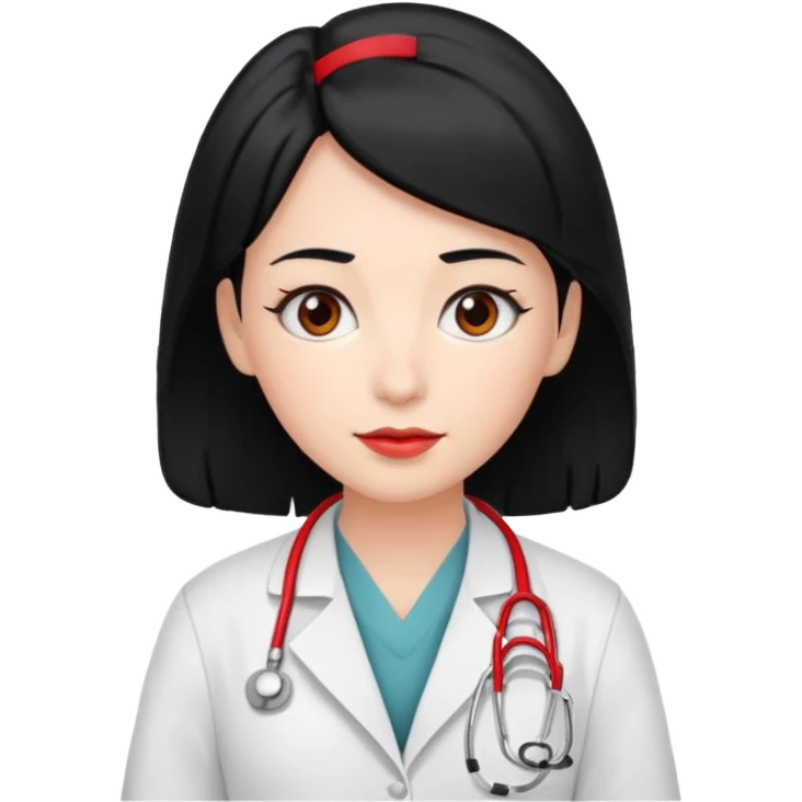doctor with black hair and red hairclips  emoji