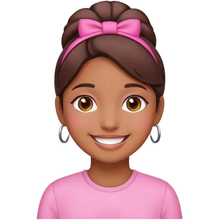 Brown girl wearing pink emoji