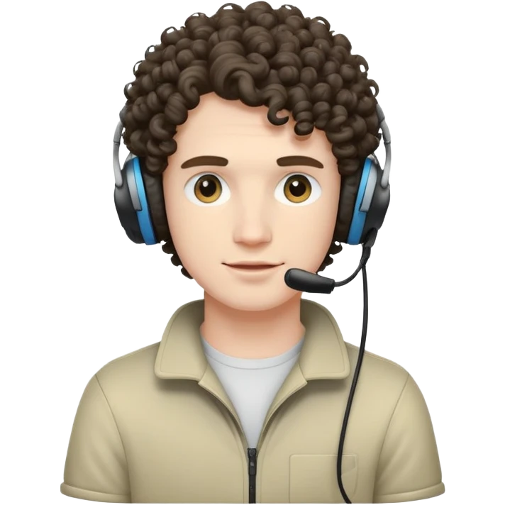 Guy with curly hair pale skin and a gaming headset  emoji