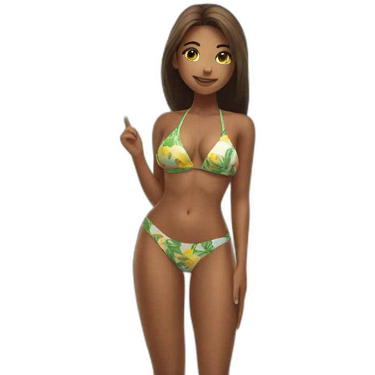 brazilian bikini girl full body low angle view from front emoji