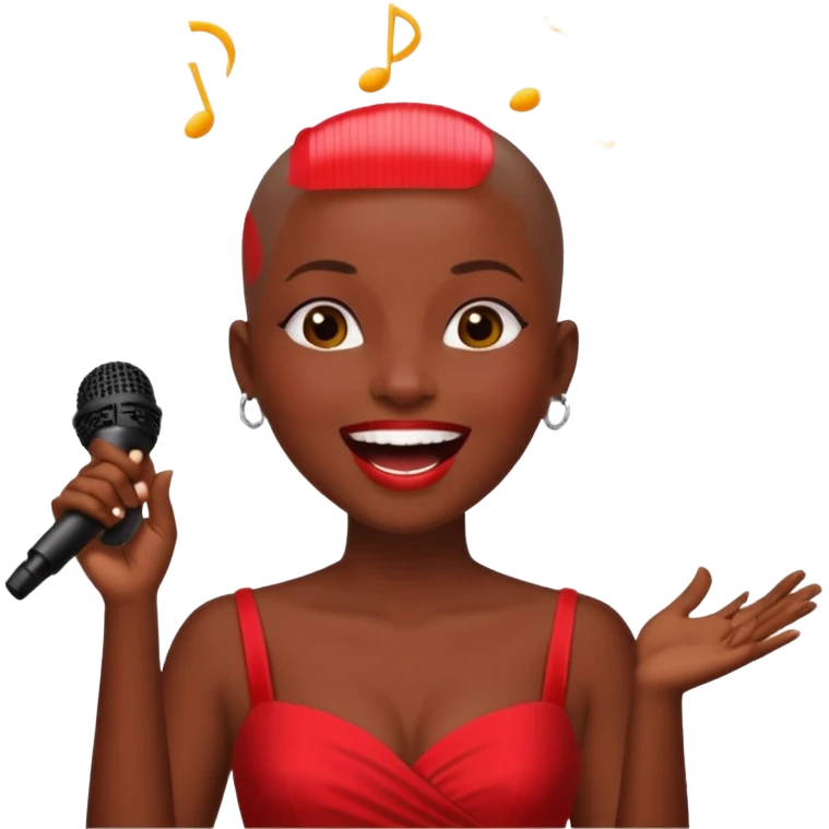 Classic mustang dark women with shaved head sing happy birthday emoji