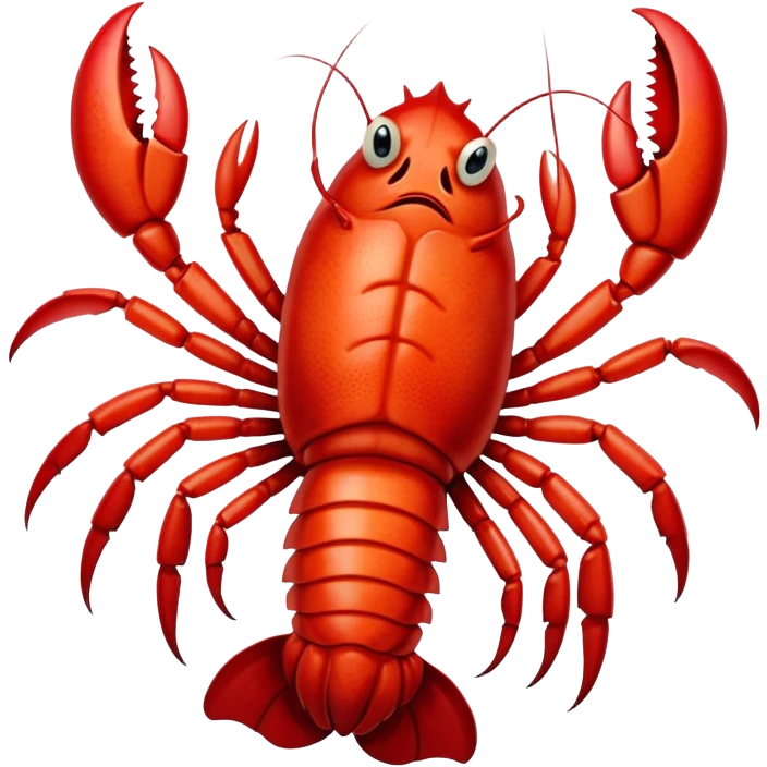 A red lobster with an angry face raises its claws, ready to defend itself in the deep sea! emoji