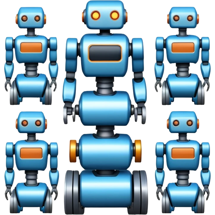 create a realistic emoji showing logistic robots and KI emoji