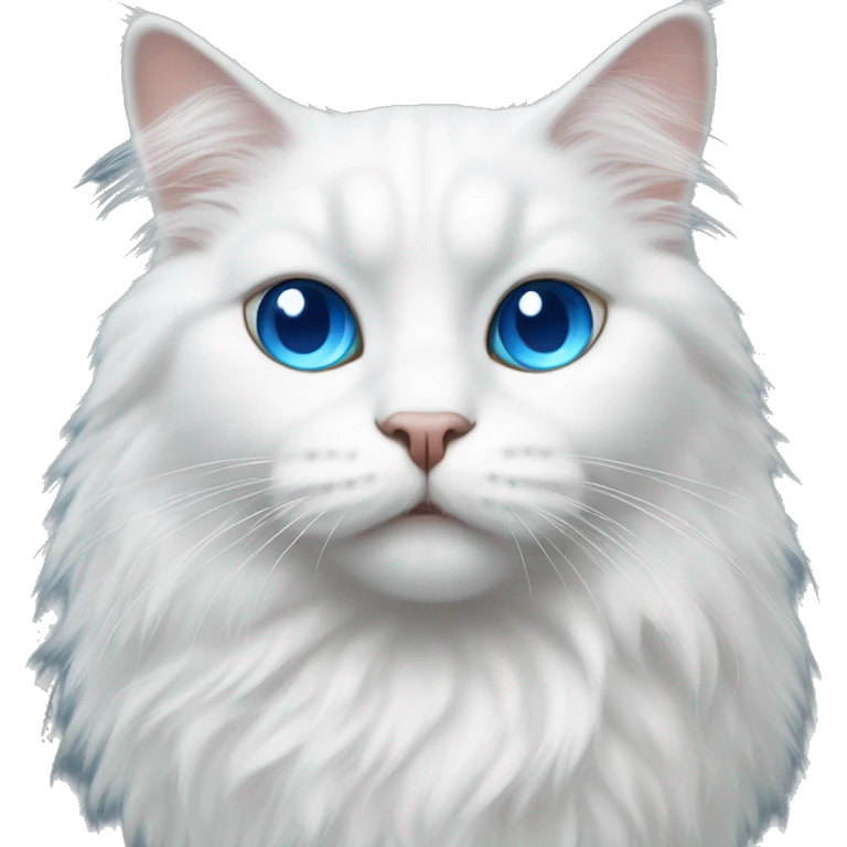 A white fluffy cat with blue eyes emoji