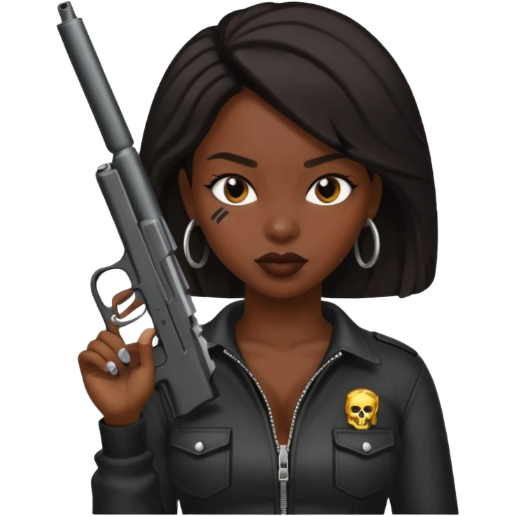 A sexy black female gang member with a gun emoji