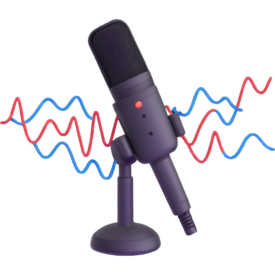 microphone with sound waves emoji