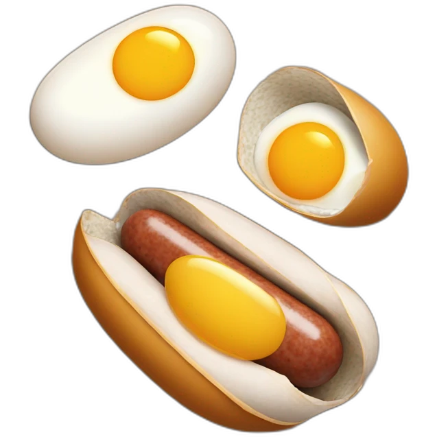 sausage and two raw eggs in shell emoji