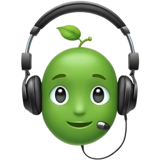 cool green pea with headphones emoji