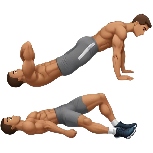 side-view of guy doing decline abdominal Crunches with sixpack emoji