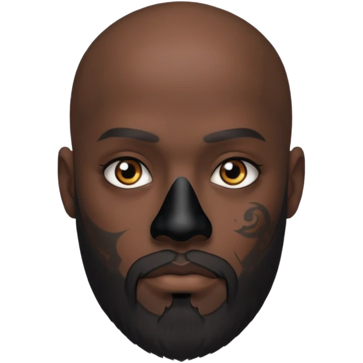 bald bearded man with black face tattoo emoji
