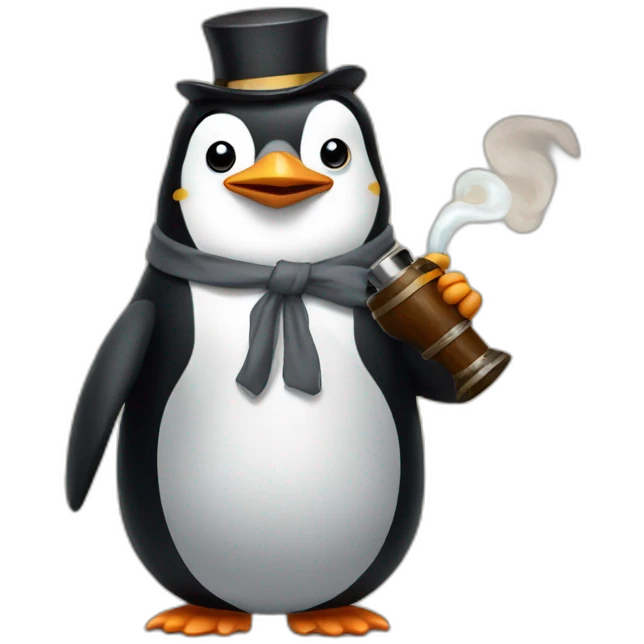 penguin with a pipe in hand emoji