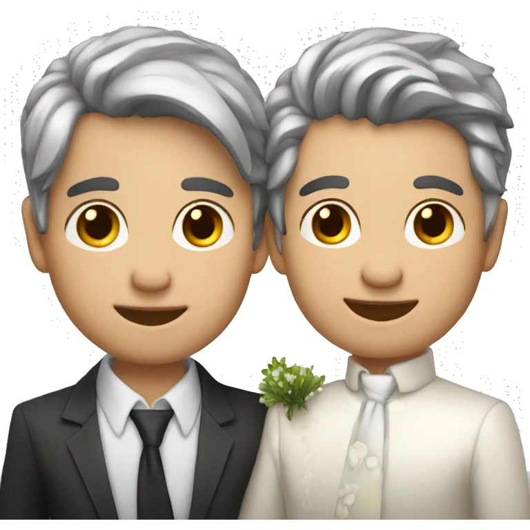 Gay couple, silver fox, younger boy, married, kissing emoji