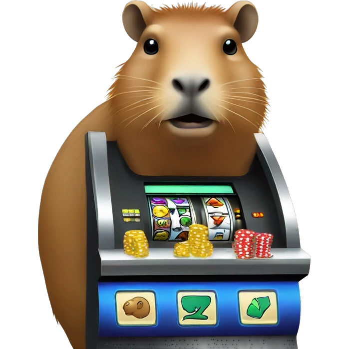 capybara gambling on digital slots machine emoji