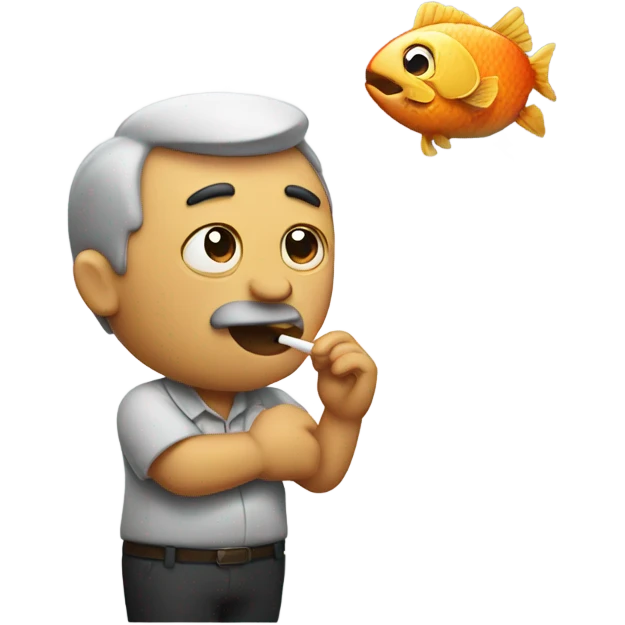 dad eating a fish while smoking a cigarette  emoji