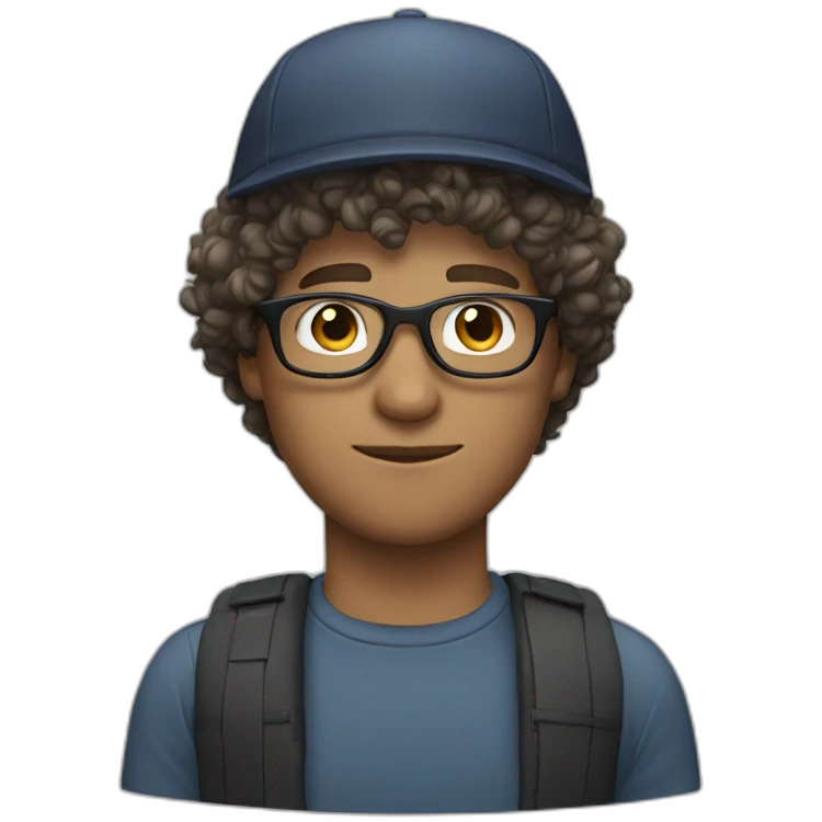 white man with curly hair, cap and glasses emoji