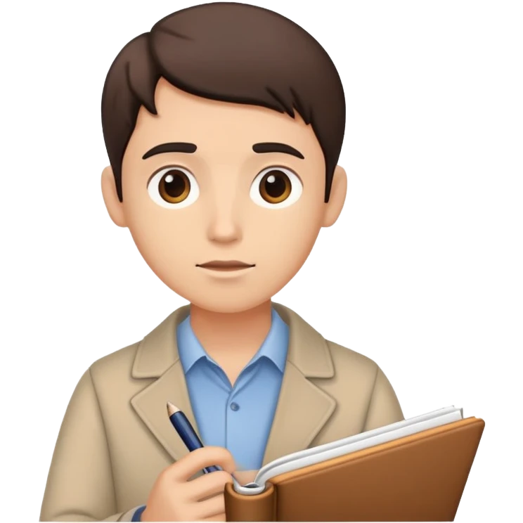 Person with attentive expression, notebook in hand, listening to lecture emoji
