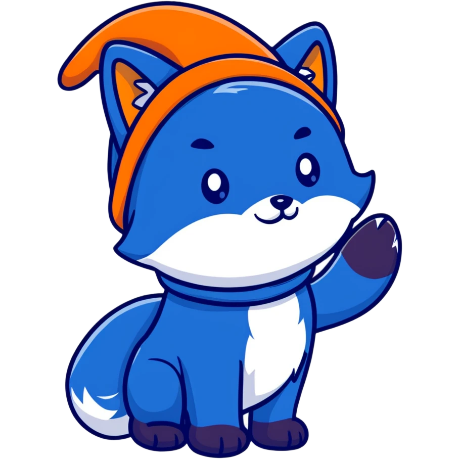 blue fox winter hat with ear flaps emoji