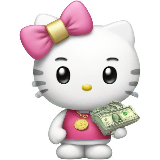 hello kitty with money emoji