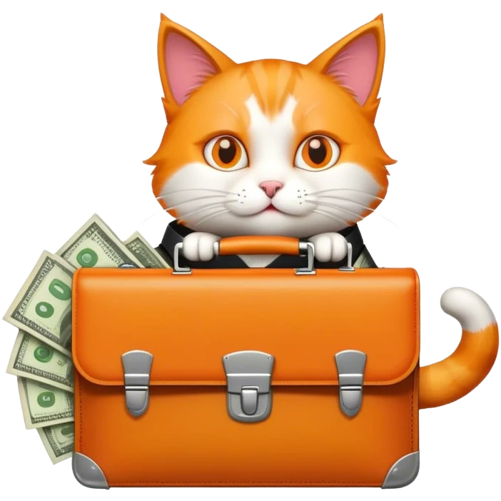 Cat with briefcase of money emoji