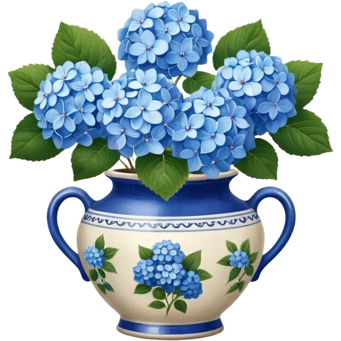 Hydrangeas in vintage vase emoji
