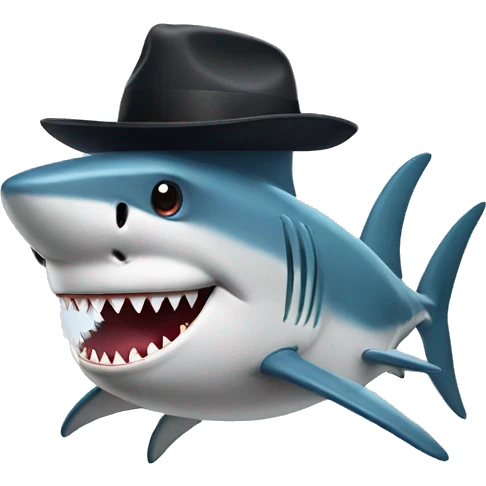 Shark with a hat emoji