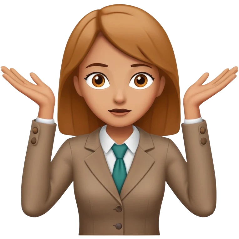 Puzzled female accountant spreading her arms to the sides emoji