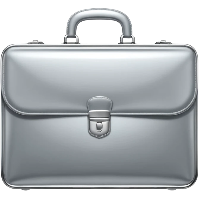 A luxury briefcase emoji made of polished silver chrome, smooth rectangular shape, metallic reflections, minimal high-end design, swag business aesthetic, iOS emoji style, centered, clean white background
 emoji