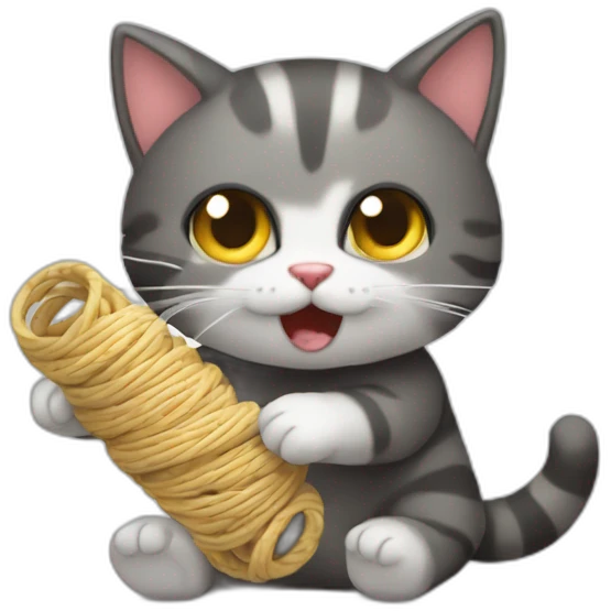Gato jugando con un rollo de hilo emoji