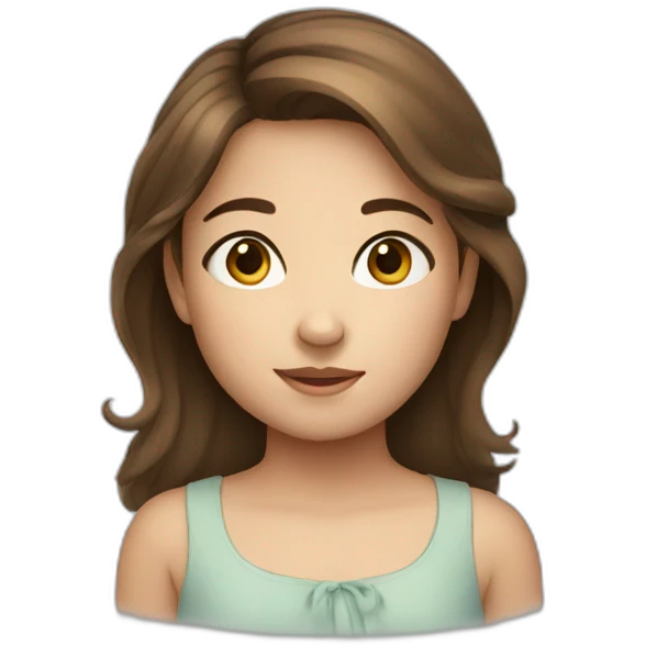 Young girl with brown hair and cute round face emoji