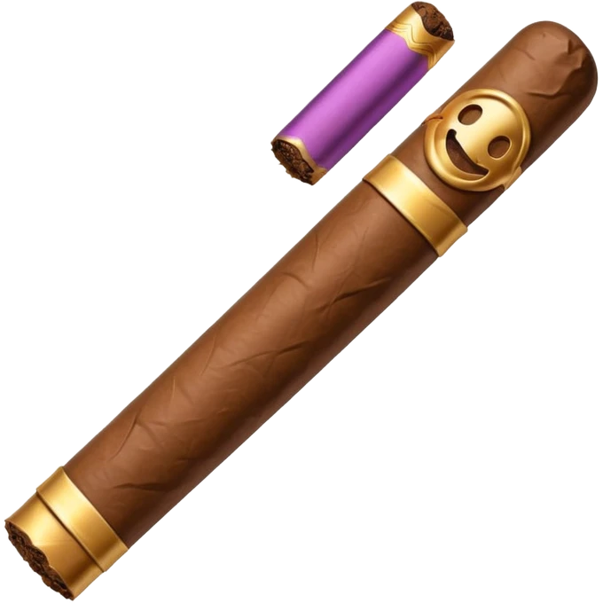 Emoji-style cigar icon, dark brown wrapper, subtle smoke, minimalistic, clean silhouette, metal details, no gold details emoji