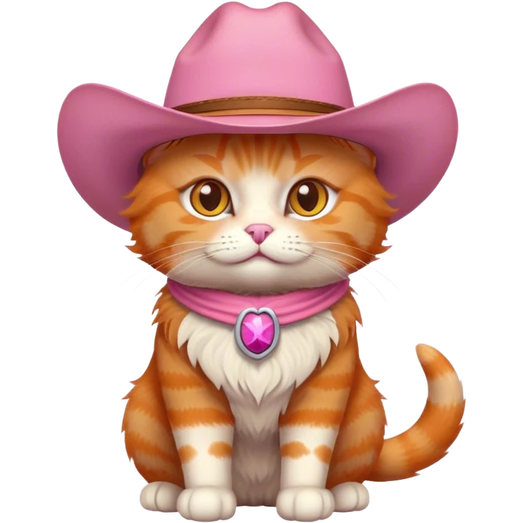 Ginger Cat with a pink cowboy hat  emoji