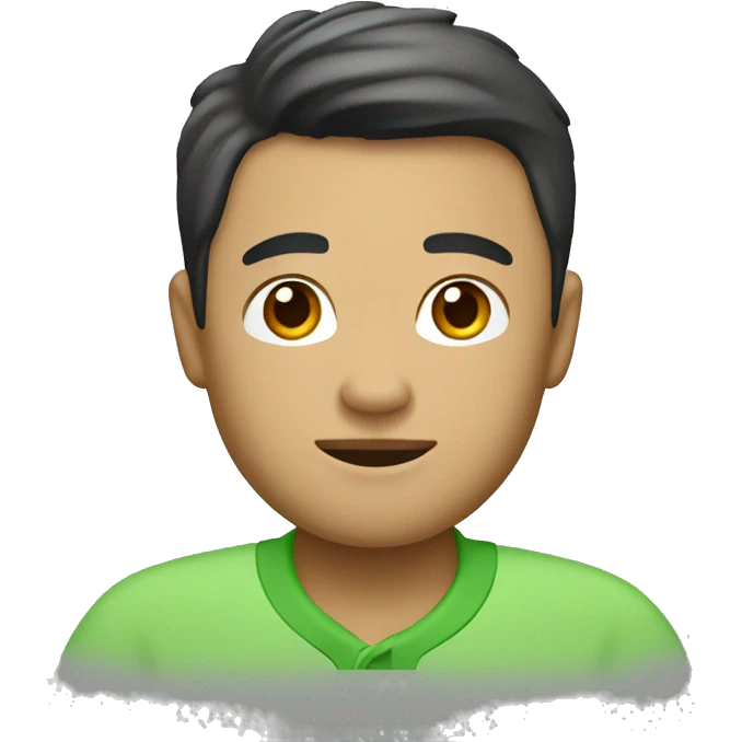 tan chinnese guy wearing apple green polo shirt emoji