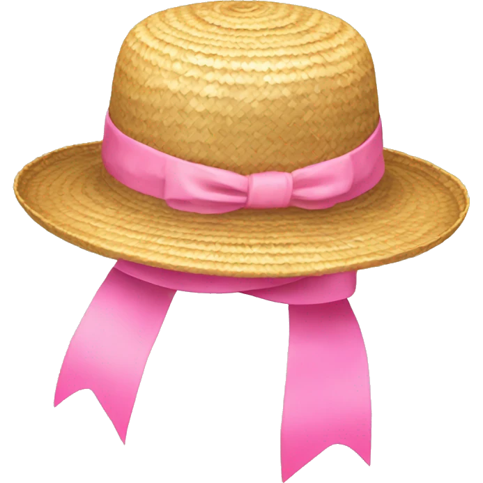 Straw beach hat with pink ribbon  emoji