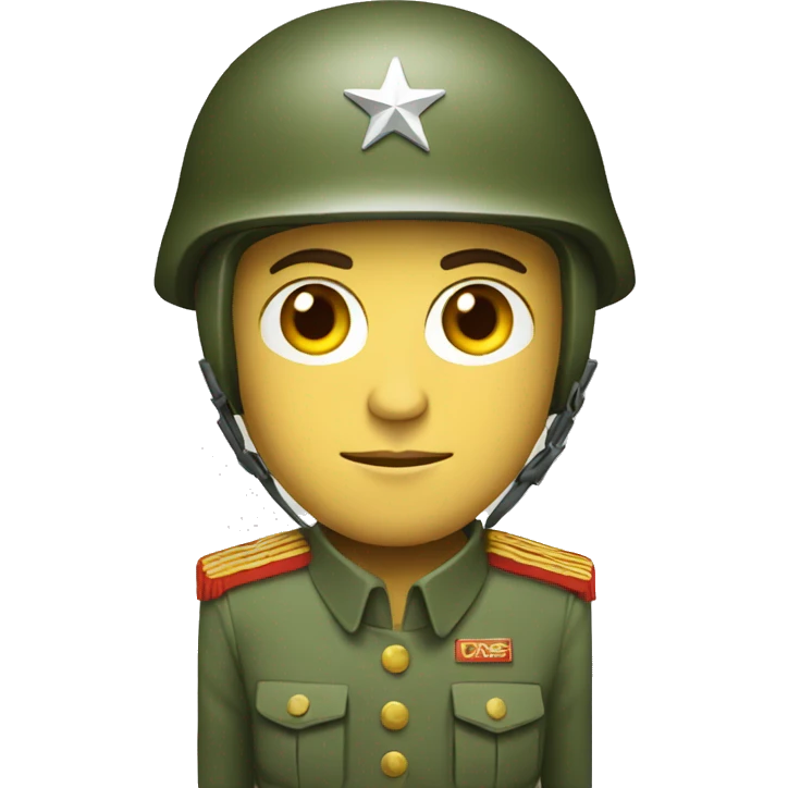 ussr soldier serious with military helmet emoji