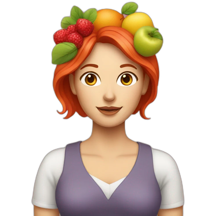 white-red-haired-woman-with-fruit-bouquet emoji