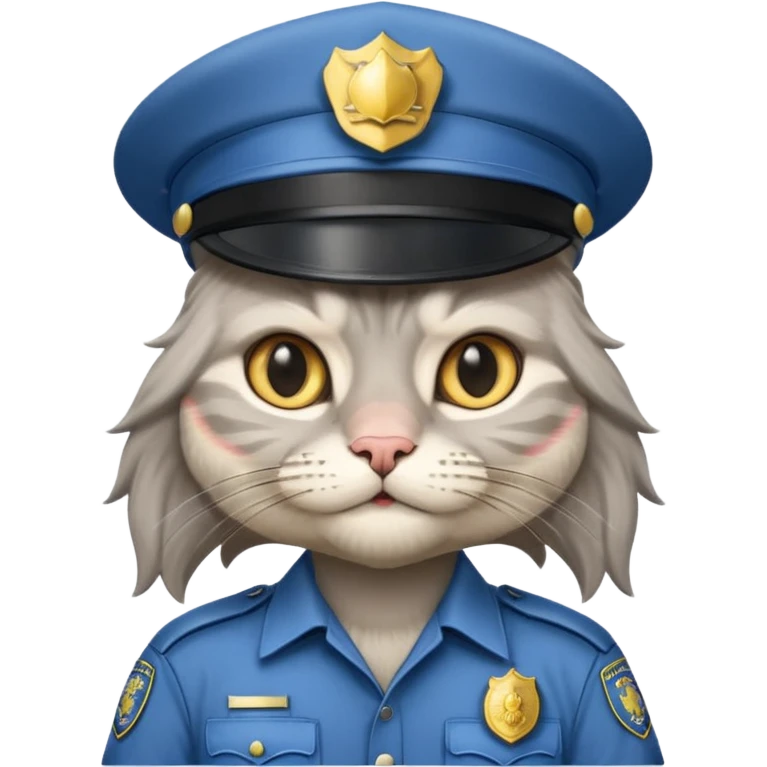 grey long-haired cat police emoji