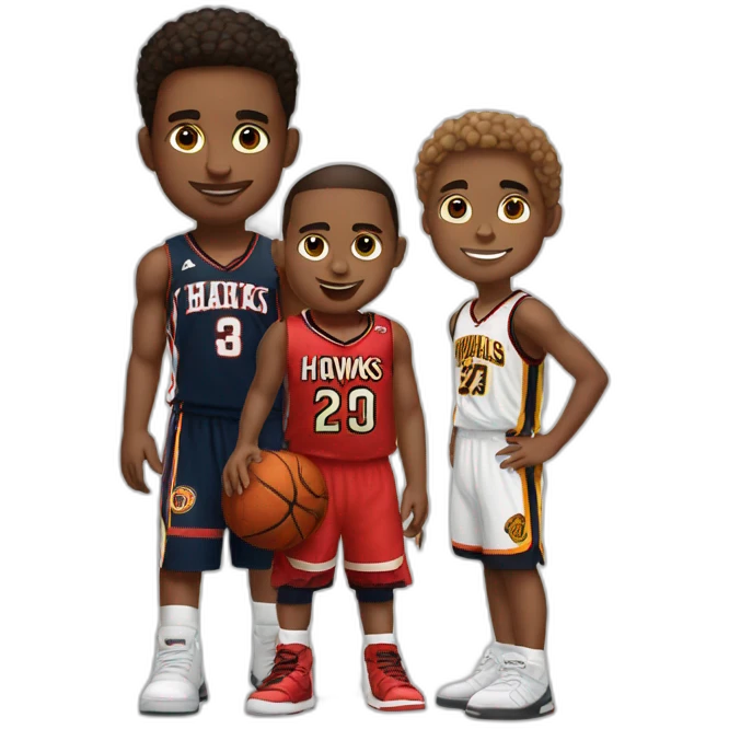 Basketball kid with hawks legend in a white Jersey emoji