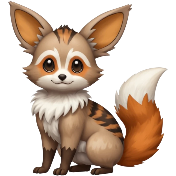 Civet-Minccino-Cacomistl-Eevee-Trico-hybrid-fusion (full body) emoji