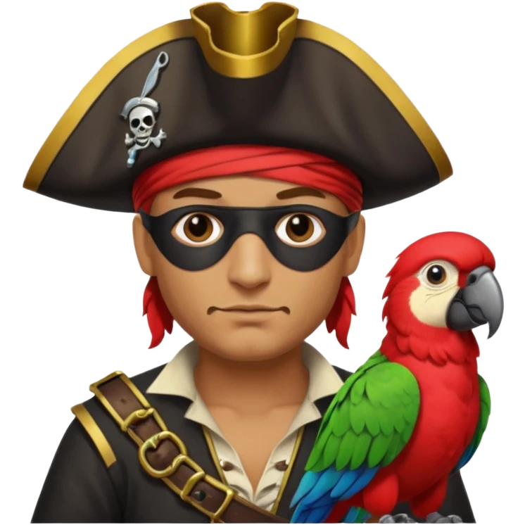 pirate with eye patch and parrot emoji