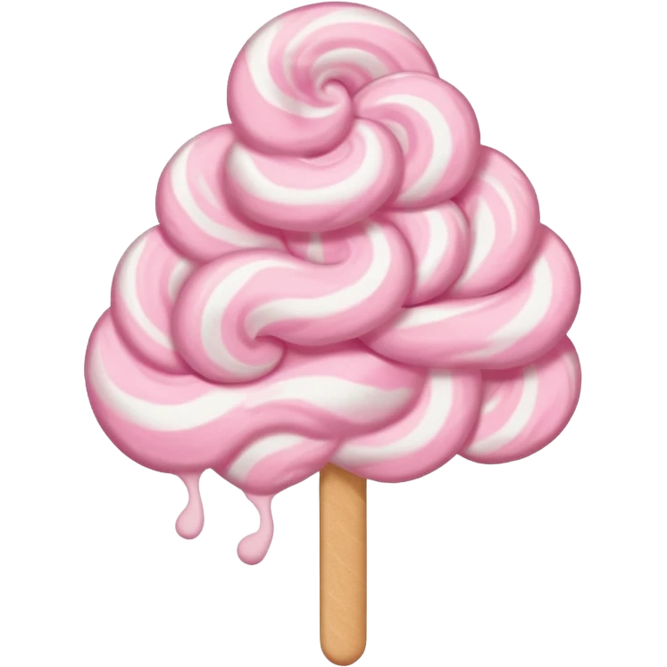 fluffy pastel pink cotton candy on a paper stick, swirling cloud-like texture, fluffy, not stringy or messy emoji