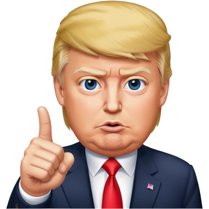 Donald Trump is pointing his finger up, hyper-realistic emoji