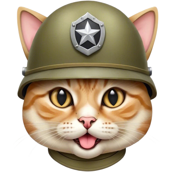 Cat in soldier helmet with tongue emoji