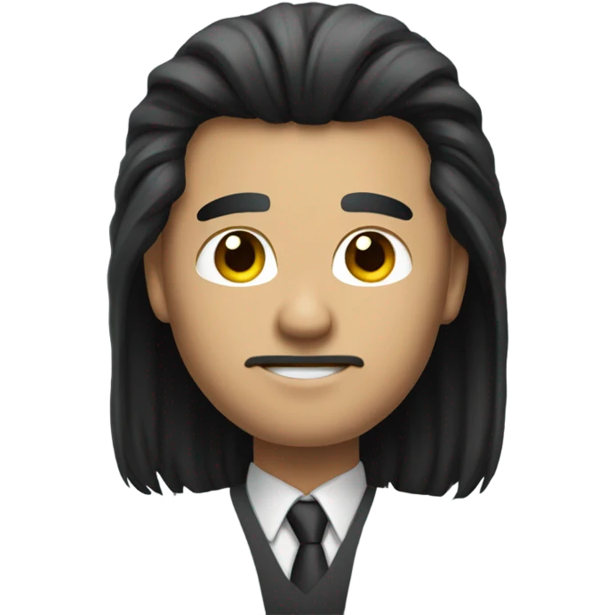 businessman black fluffy straight hair emoji