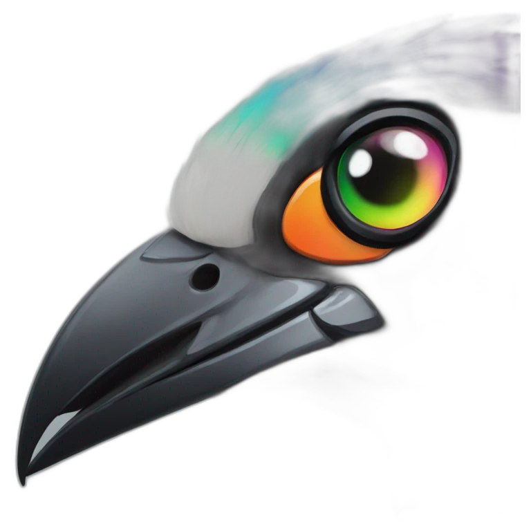 Magpie with rainbow eyes emoji