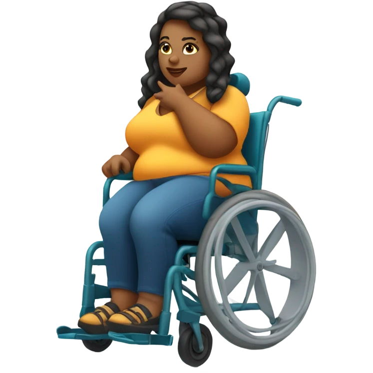 Cool and spunky fat curvy girl in wheelchair emoji