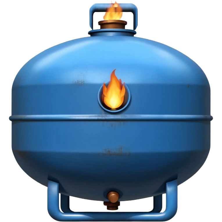generate a realistic rust-free metal natural gas tank with blue fire on it emoji