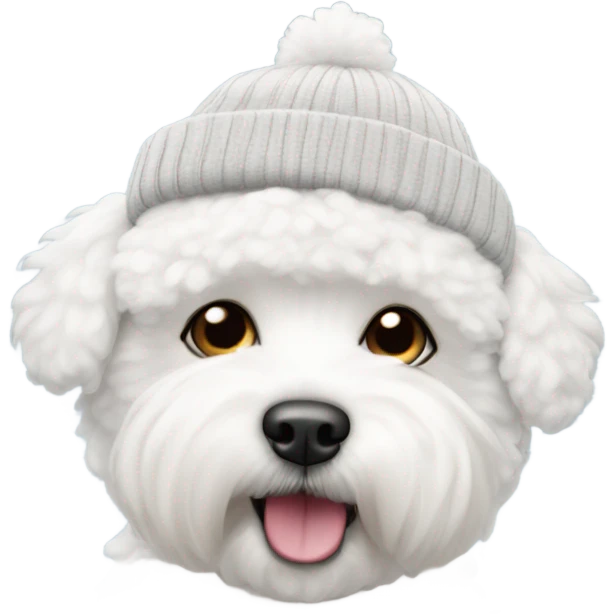 Bichon frise wearing a beanie emoji